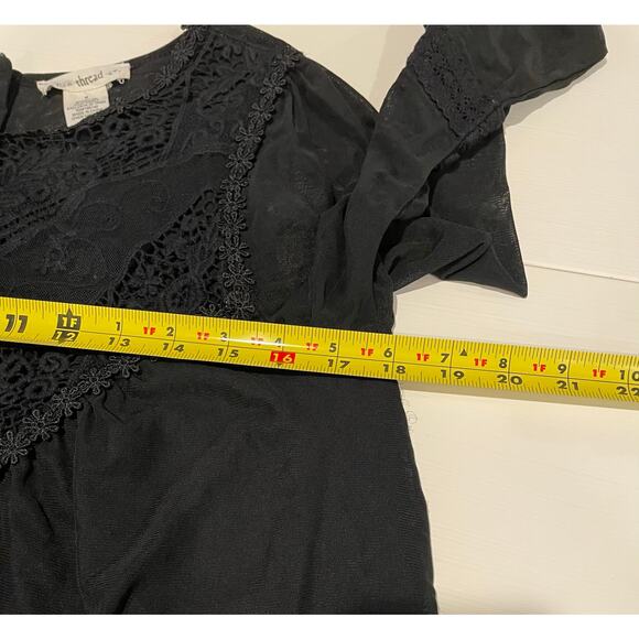 Indigo Thread Co. Black Mesh Lace Baby Doll Top Sz M Whimsigoth Fairygrunge - Picture 10 of 10